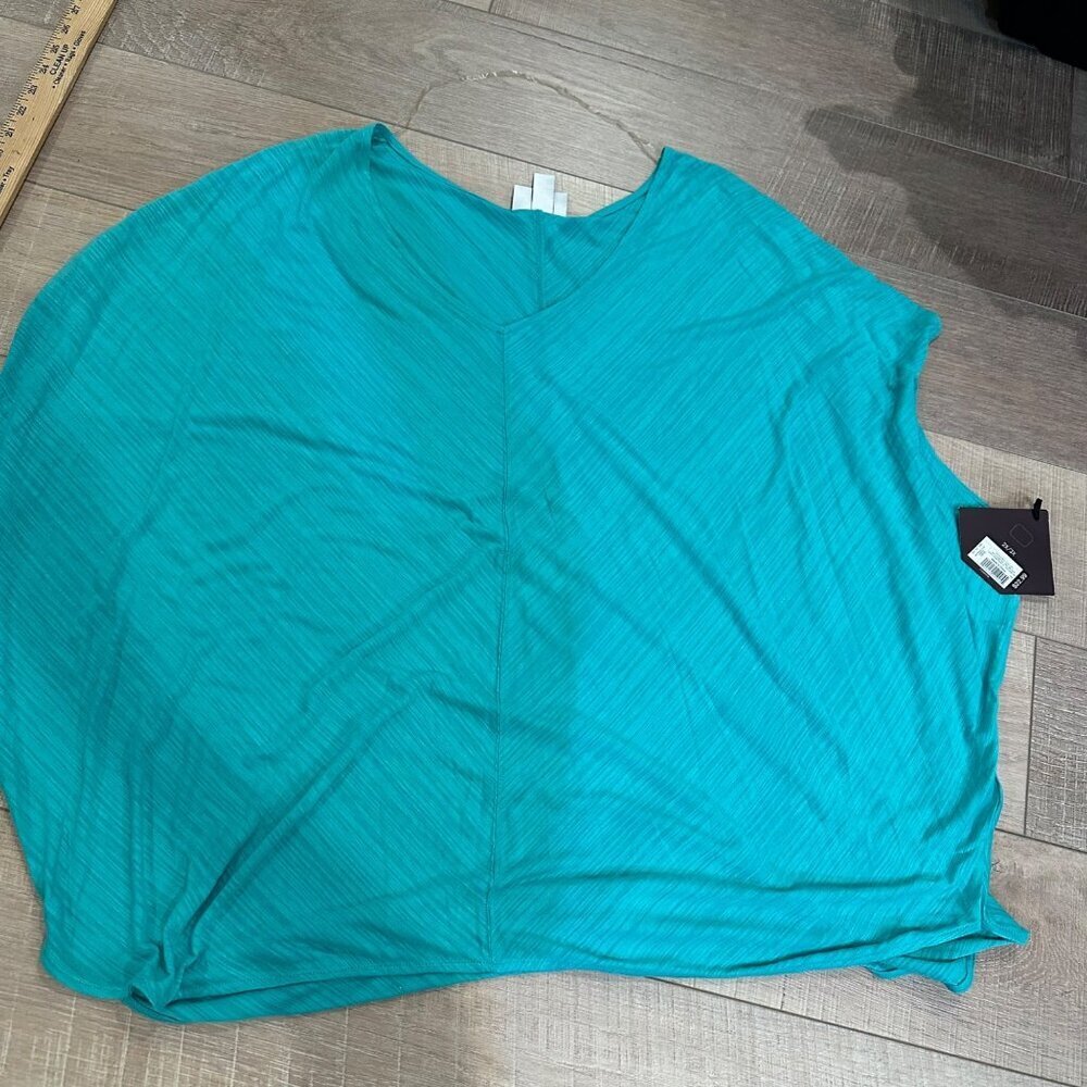 AVA & VIV 2X/3X TEAL BLOUSE SHIRT NEW